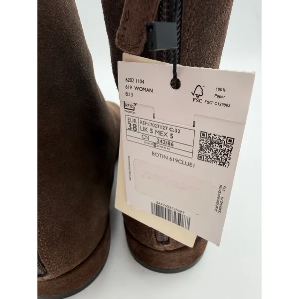Mango Chocolate Brown Supple Bovine Suede Leather Round Toe Ankle Boots 7.5 - Image 6