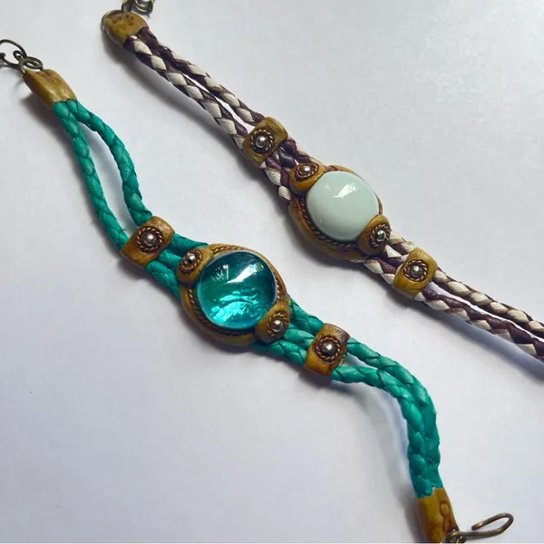 Purple and blue glass woven bracelets set - Image 6