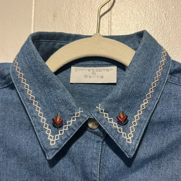 Vintage NWT “dead stock” Christopher &Banks Fall denim shirt women’s sz‎ s - Image 5