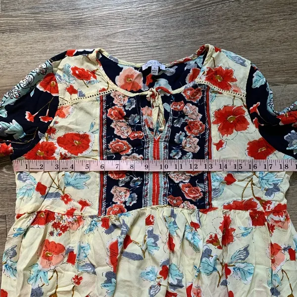 Patrons of Peace Cream Boho Floral Dress L - Image 3