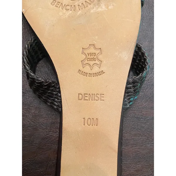 Brighton Denise Leather Wedge Sandal 10M Brown Black Woven Slides Resort Classic - Image 7