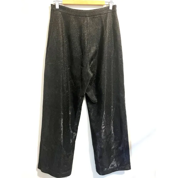 NWT Lulus Sparkly Energy Black Glitter High Rise Wide Leg Trousers Women's L - Image 5