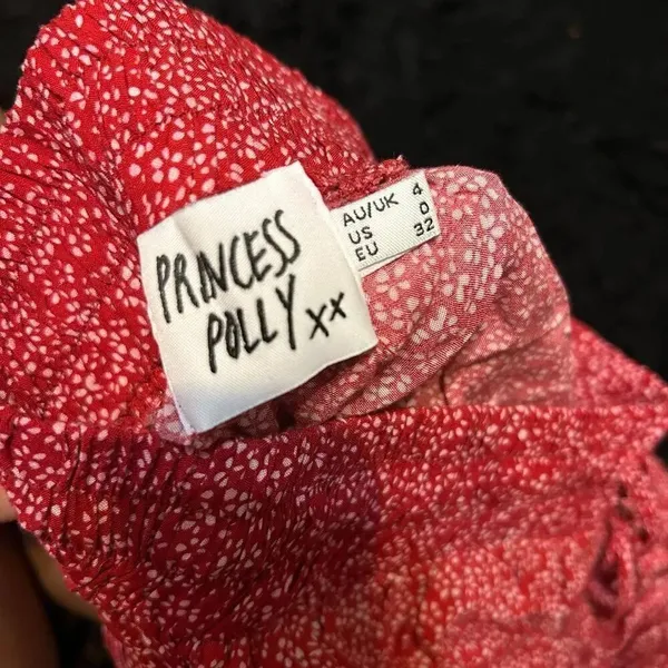 PRINCESS POLLY red floral print mini skirt size 0 women’s - Image 2