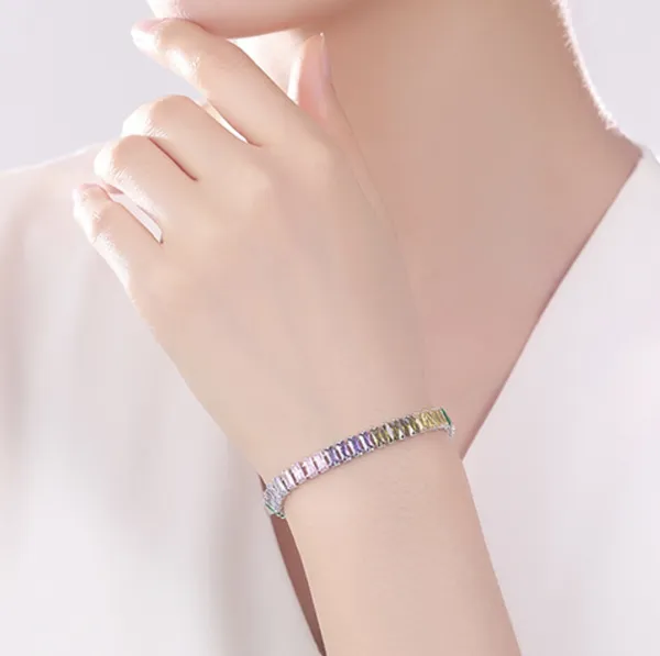 Women Rainbow Crystal Zirconia Bracelet - Image 4