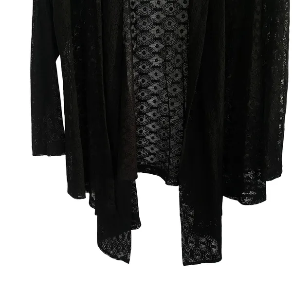 Cable Gauge Woman 1X Black Lace Duster Cardigan‎ Open Front Grandmacore Grunge - Image 4