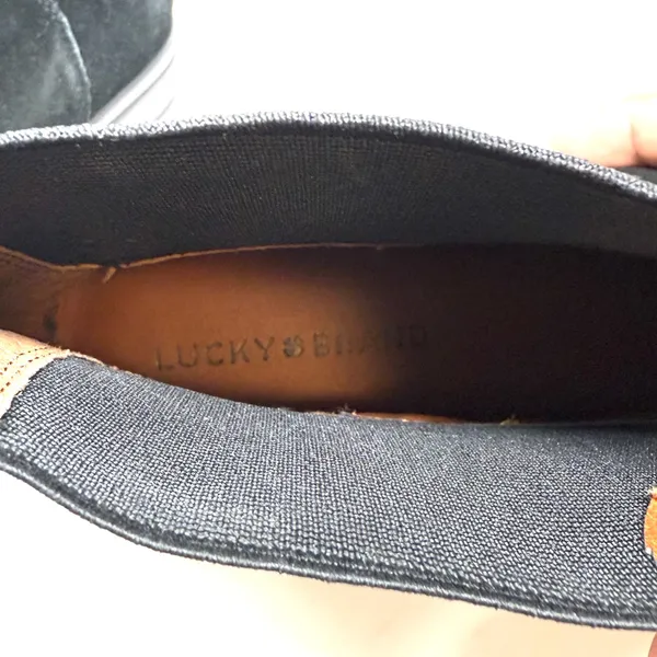 Lucky Brand Gabbee Chelsea Boots Womens 11M Black Suede Lug Sole Ankle Booties - Image 6