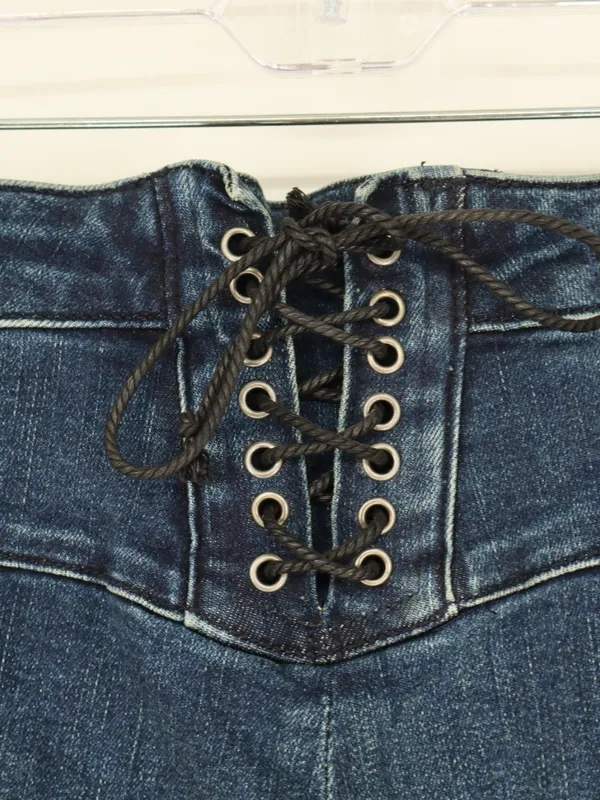We The Free Free People CRVY Lace-Up Flare Jeans 33 Dark Wash High Rise Boho - Image 14