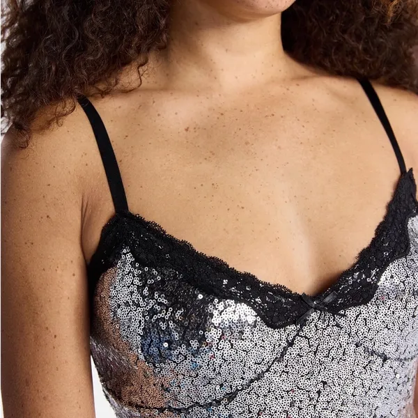 No Boundaries Sequin Mesh Tank Top and Mini Skirt Set, 2-Piece, Women's - Image 5