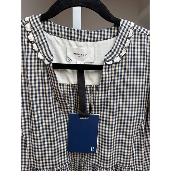 NEW Tuckernuck Pomander Place Navy Gingham Kenzie Dress Size Small - Image 7