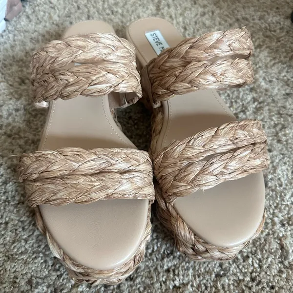 NWOT Steve Madden Cannes Dark Natural Platform Espadrille Slide Sandal - Image 4