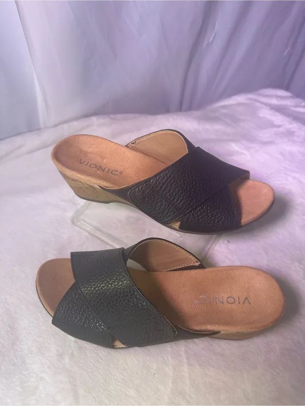 Vionic Black Crisscross Wedge Slide - Image 3