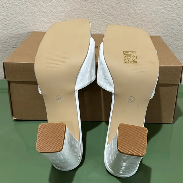 White Heeled Mules Size 11 - Image 7