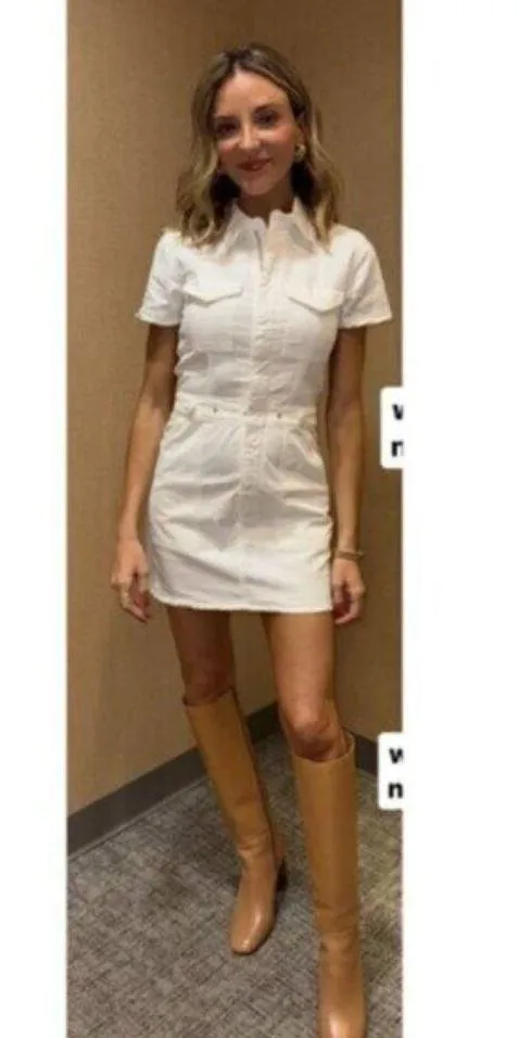 GOOD AMERICAN Fit for Success Utility Dress in Wash Cloud White Size X-Small - Image 11