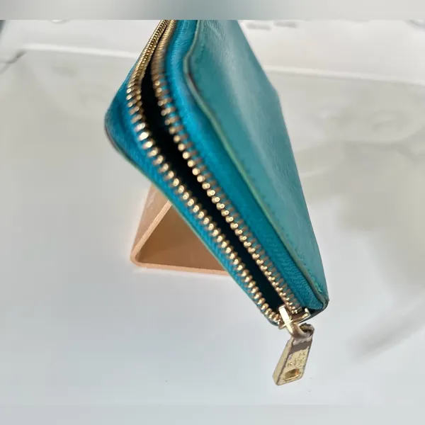Lauren Ralph Lauren Tate Zip Around Leather Wallet Pick A Color Turquoise - Image 3