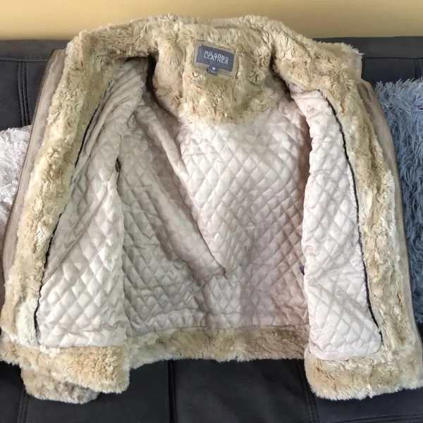 WILSONS LEATHER Tan Suede and Faux Fur Coat Size M - Image 9