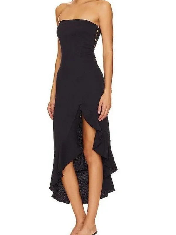 FREE PEOPLE Made Me Blush Midi Dress in Black - Image 4