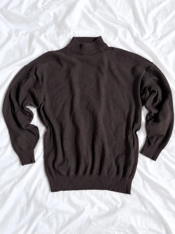 Conte di Milano Brown Mock Neck Sweater – Size XL - Image 2