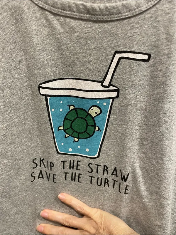 Cute gym gray save the turtles crop t-shirt environment recycle - Image 3