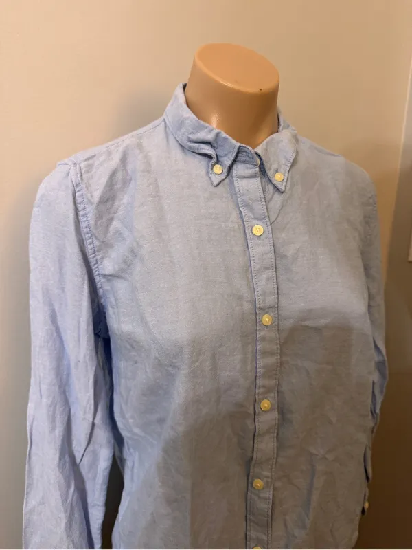 GAP The Fitted Boyfriend Long Sleeve Button Down Collared Shirt Medium Blue - Image 2