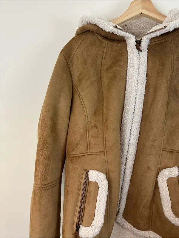 Koolaburra by UGG Hooded Shearling Jacket Tan Brown Size XL NWT - Image 4