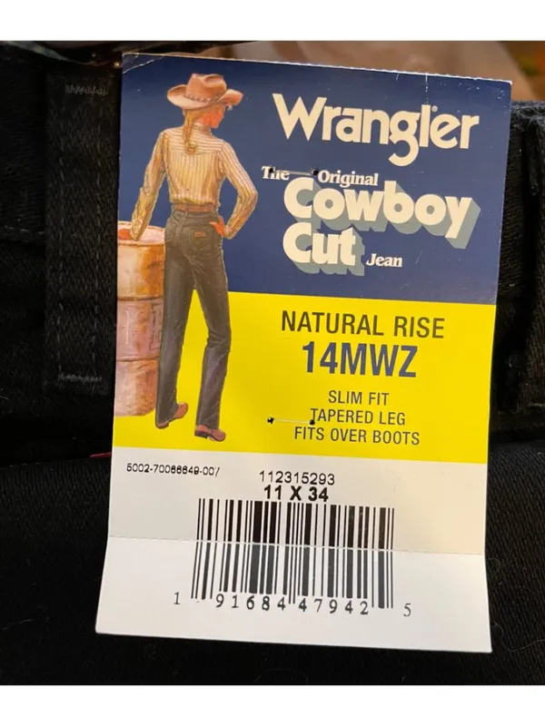 Wrangler Cowboy Cut Jeans Natural Rise Slim Fit Tapered Legs Size 11 x 34 Tall - Image 4