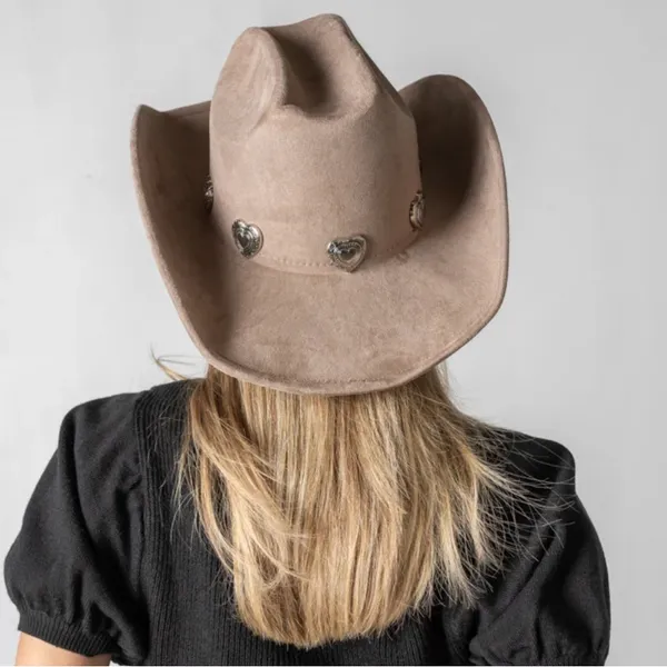 Stylish Taupe Cowboy/ cowgirl Hat with Silver Accents - Image 2