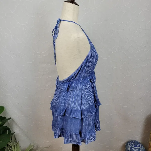 Lulus Womens‎ Downright Darling Dress Medium Blue Halter Open Back Mini Rodeo - Image 10