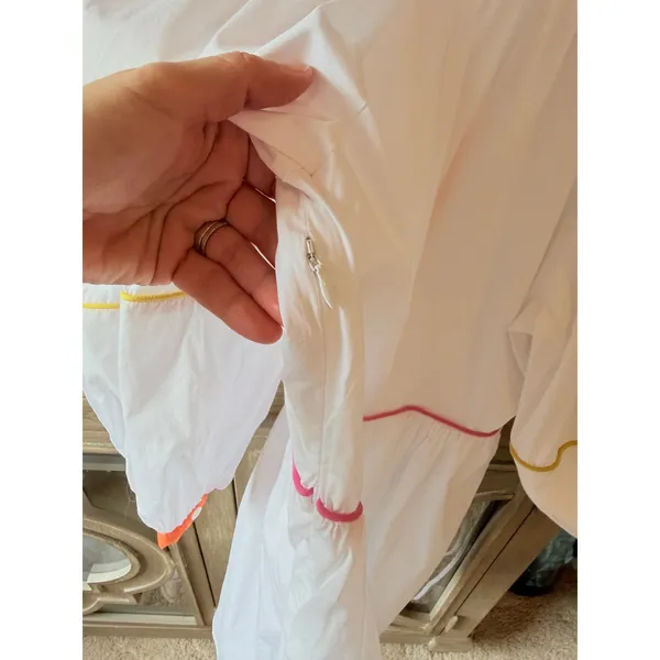 Staud Mini‎ Demi Dress Womens White Multicolor Neon Piping Balloon Sleeve XS - Image 5
