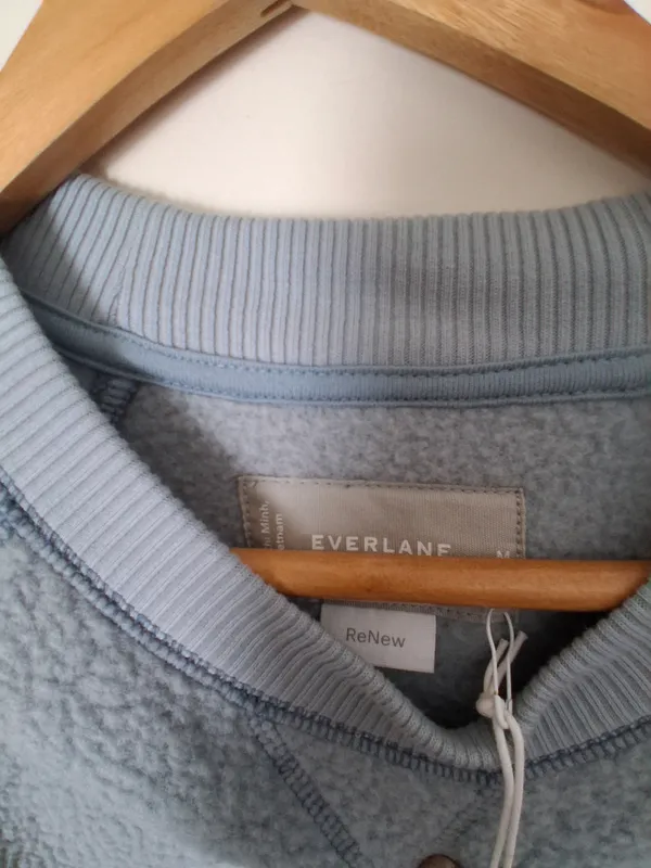 Everlane Women's Crewneck Sherpa Sweatshirt Blue Grey M - Image 7