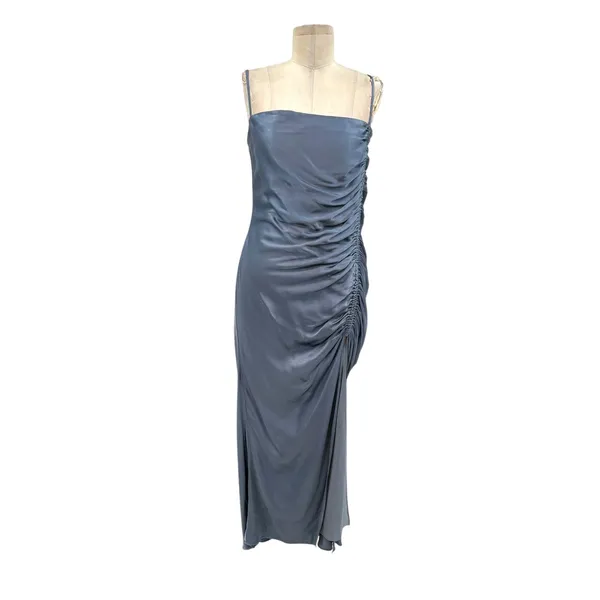 Shona Joy Lily Bias Ruched Midi Dress Blue Smoke Size‎ US 6 - Image 3