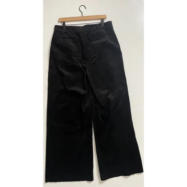 PAIGE Tinesha Corduroy Wide Leg High Rise Pants Solid Black Stretch Size 10 - Image 9