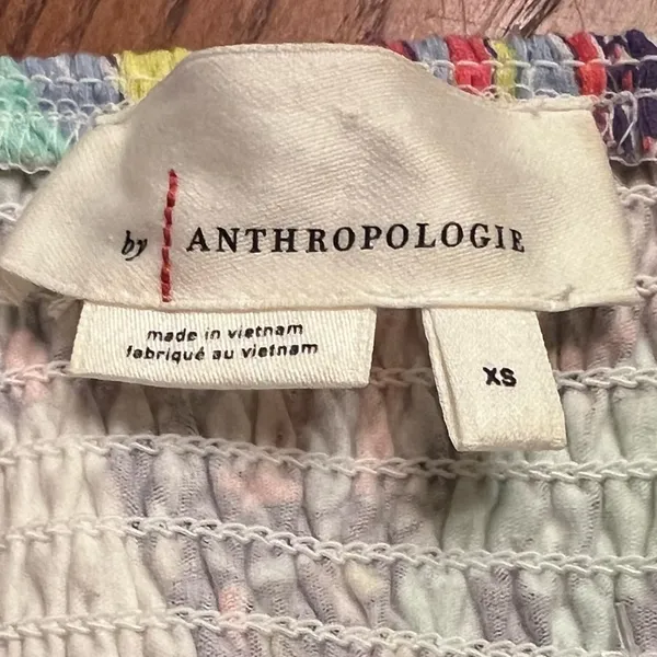 Anthropologie Diana Ruffled Smocked Strapless Tube‎ Top Abstract Print Size XS - Image 14