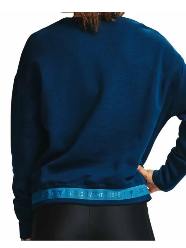 Under Armour Project Rock Cinch Hem Sweatshirt Small Blue Blood Sweat Respect - Image 2