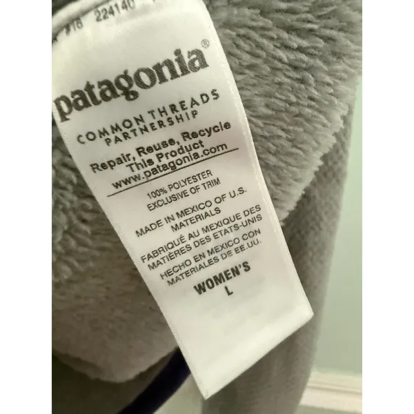 Patagonia Sz L Women Pullover Quarter Snap Fleece Sweatshirt Gray‎ Polartec - Image 6