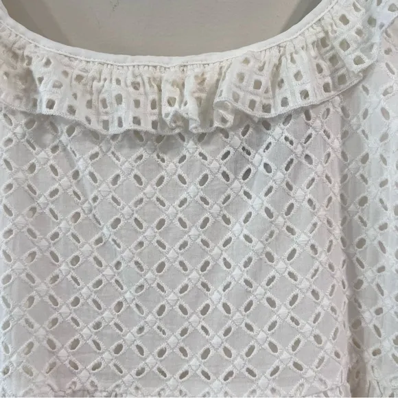Lulus Make‎ a Wish White Eyelet Ruffled Mini Dress MEDIUM - Image 7