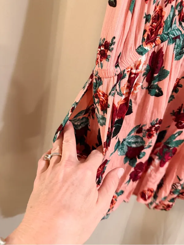 Ambiance Peach Floral Romper with pockets - Image 3