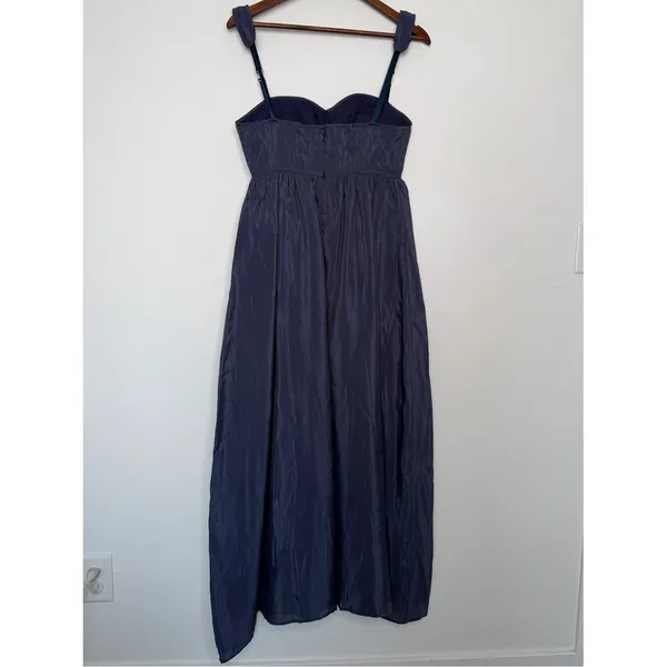 AMUR Bustier Corset Midi Dress Navy Taffeta Fit Flare Cocktail Small - Image 5