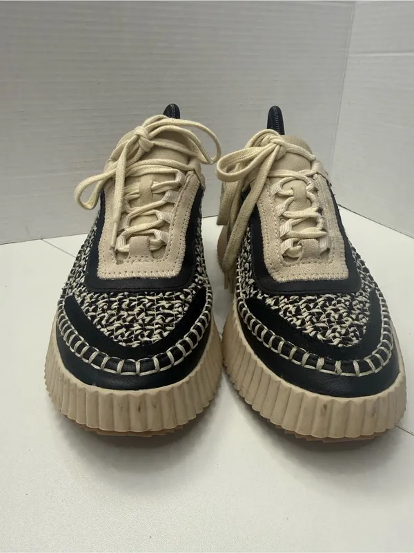 Dolce Vita Dolen Platform Sneakers in Black and White Woven Fabric size 9 - Image 5
