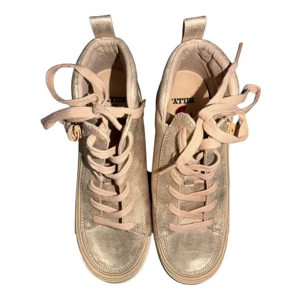Billy Footwear Rose Gold Metallic Sneaker Lace Mid Top Wide Adaptive Shoes 8W - Image 5