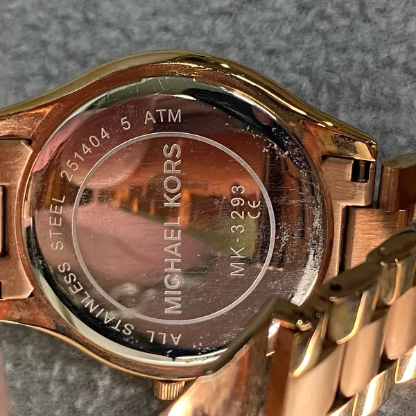 Michael Kors Watch Women Rose Gold Purple Slim Runway MK-3293 Luxe Chic EUC - Image 4