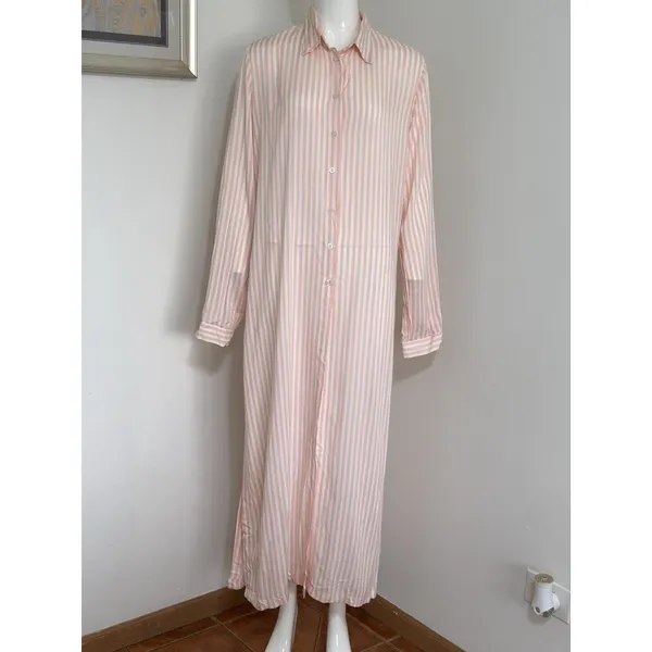 Rococo Striped Viscose Cover Up Dress Size M Long Sleeve Sheer Beach Resort NWT - Image 2