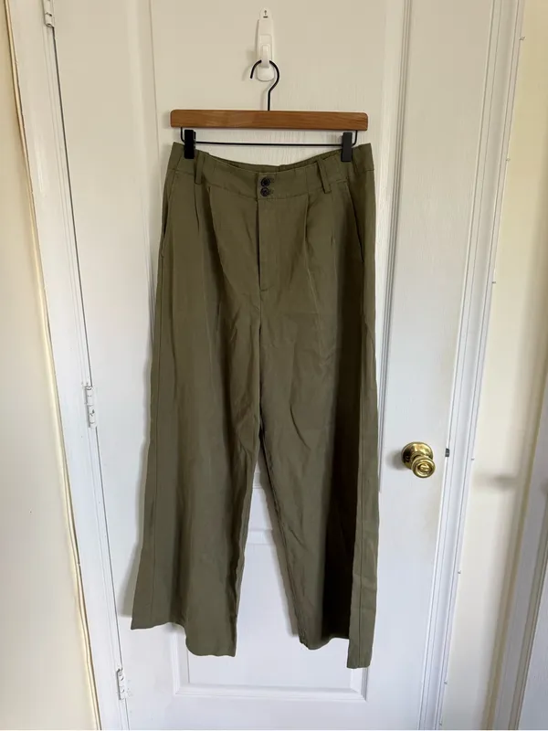 Madewell NEW The Harlow Wide-Leg Pant in Drapey Twill Faded Ivy - Image 7
