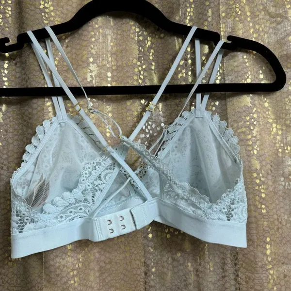 Aerie Light Blue Lace Triangle Strappy Back Bralette Small NWOT - Image 2