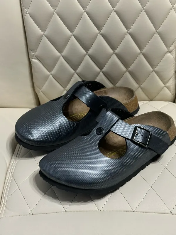 Birkenstock Papillio textured clogs in gunmetal silver size 36 or 5/5.5 women - Image 13