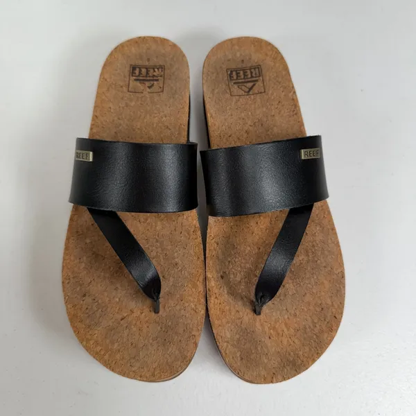 Reef 8 Cushion Sol Hi Black Cork Platform Thong Sandal Beach Casual Flatform - Image 5