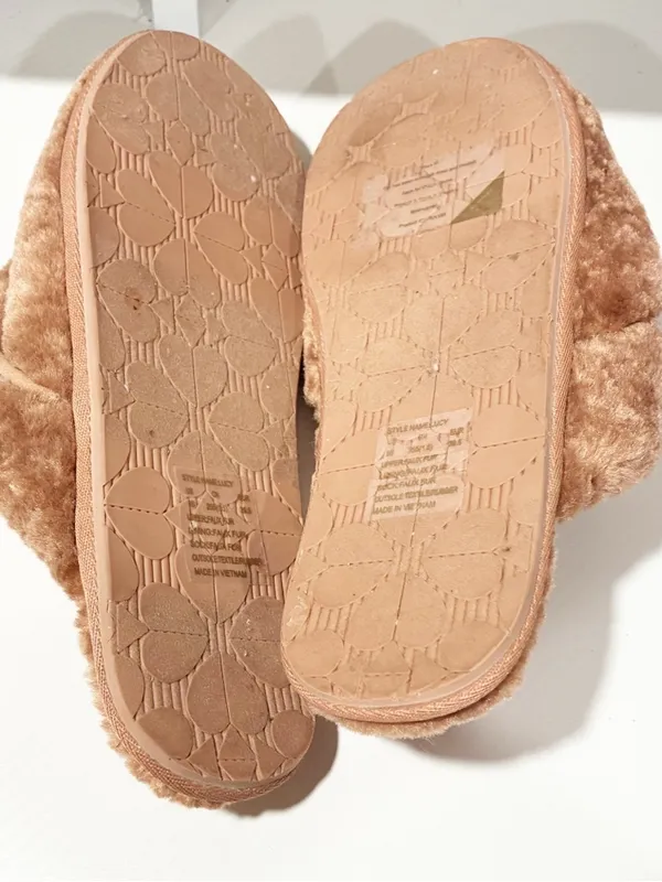 Kate Spade Women’s Shearling Faux Fur Lucy Slipper Light Fawn Size 9 - Image 4