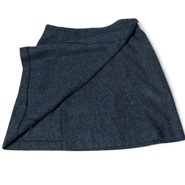 Eddie Bauer Gray 100% Wool Wrap Mini Dark Academia Skirt Lined‎ Size 14 Preppy - Image 7