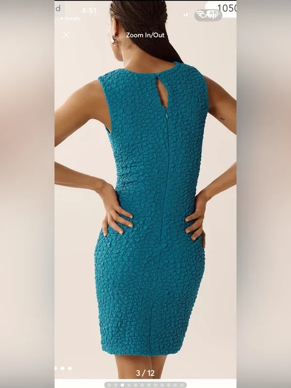 Anthropologie Textured Sleeveless Mini Dress in Teal - Image 2