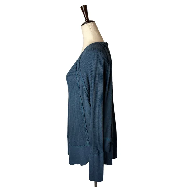 Free‎ People We The Free Catalina Thermal Top Women Medium Blue Boho Festival - Image 5