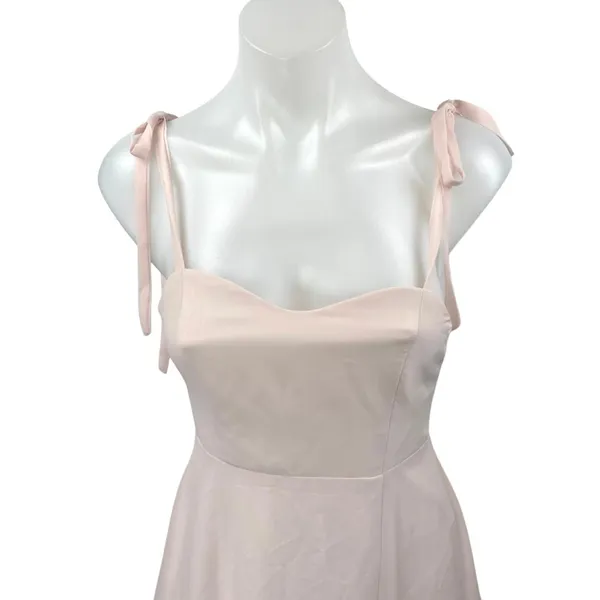 Azazie Pink Sleeveless Tie Strap Bridesmaid Cami Tank Fit & Flare Midi Dress 14 - Image 5